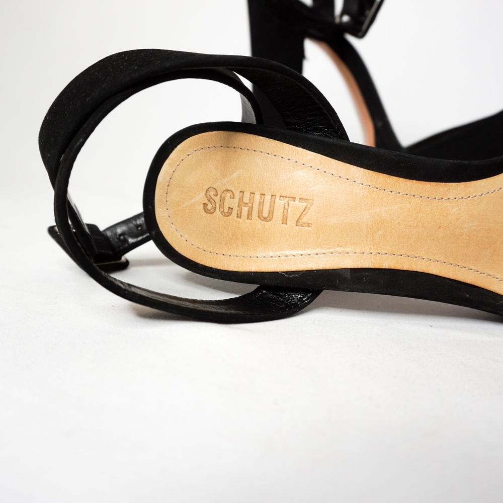 SCHULTZ Amatista Acamurcado Black Leather Heel 9.5 - Picture 7 of 8